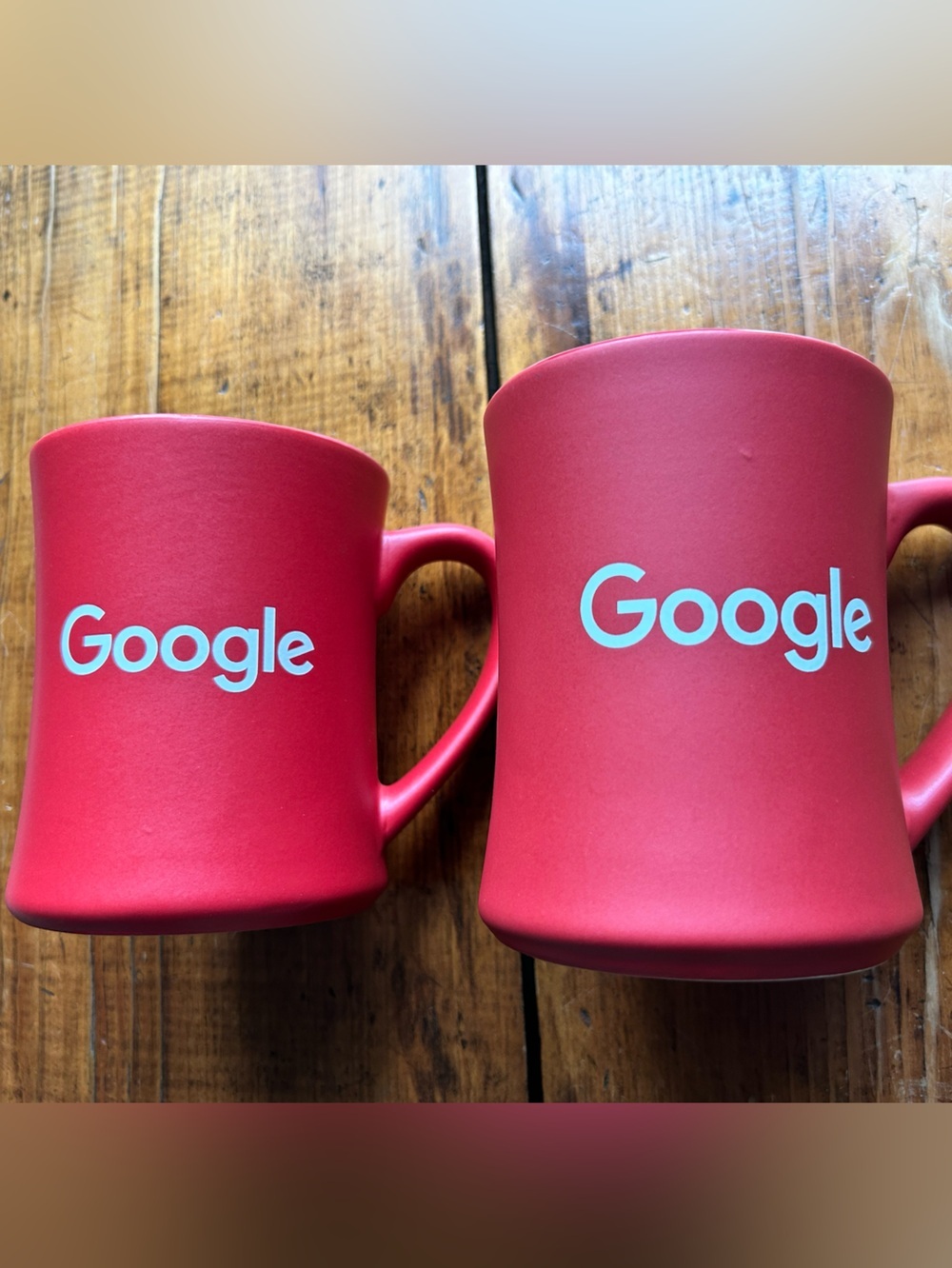 Google 2 Red Ceramic Coffee Mugs Employee Promotion 1 NWT / 1 Used twice.